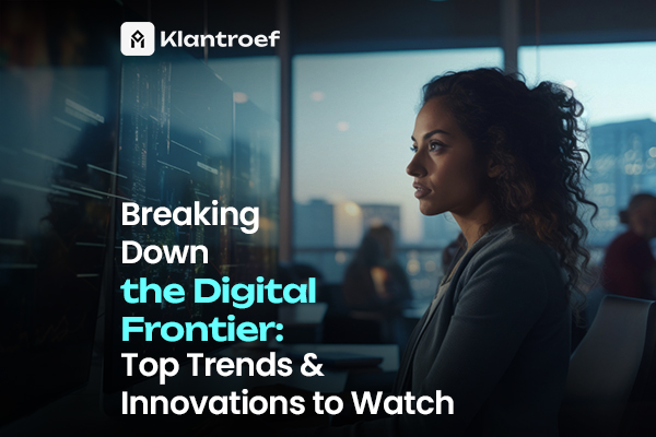 Focused woman in a tech workspace, analyzing data trends on a futuristic interface—symbolizing digital innovation.