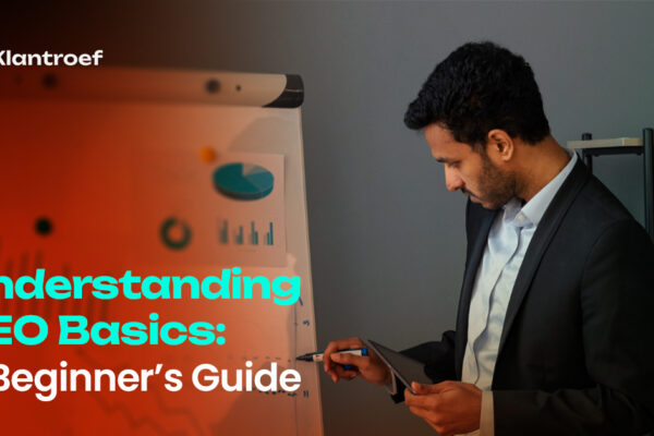 A man in a suit studies a chart on a whiteboard with graphs, representing SEO strategy planning.