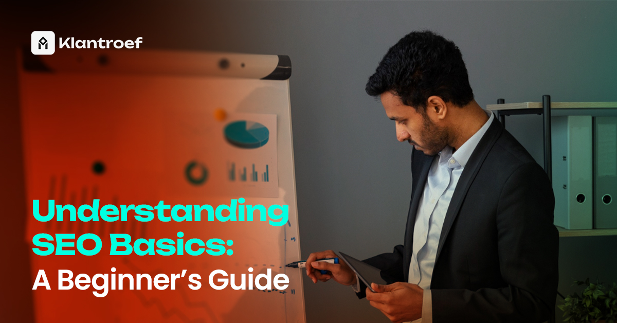 A man in a suit studies a chart on a whiteboard with graphs, representing SEO strategy planning.