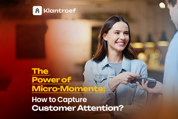 Smiling woman making a payment, symbolizing a key micro-moment of customer decision and engagement.