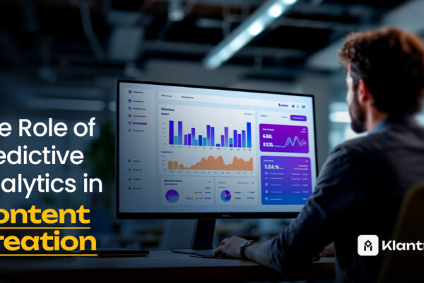Dashboard displaying predictive analytics metrics used to guide content performance and topic planning