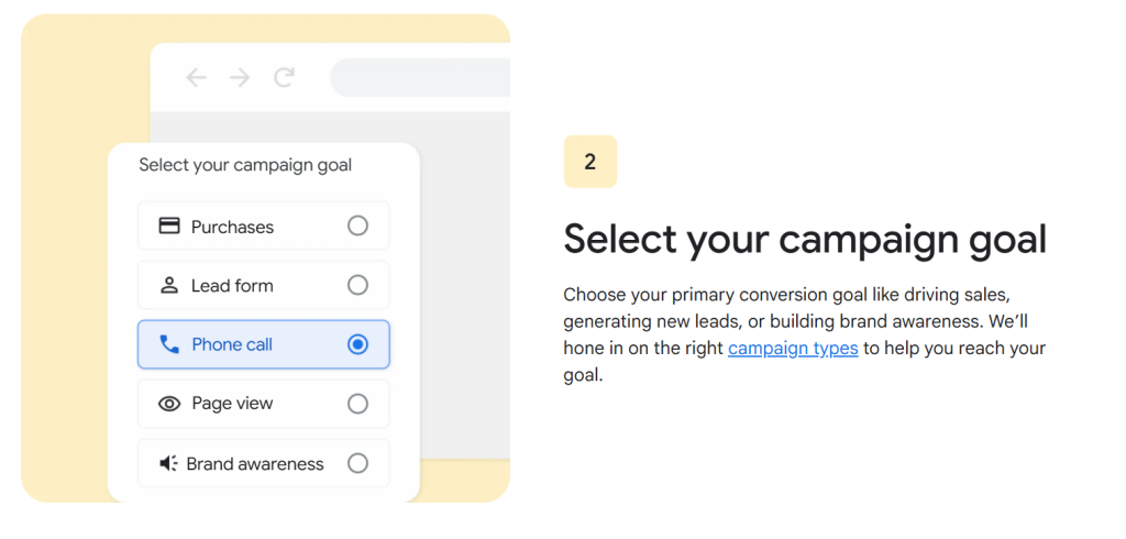 Google ads campaign goal