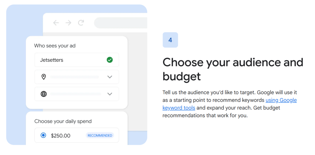 How to select custom audience on google ads