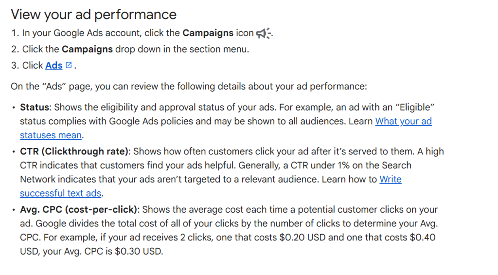 Measuring Google ads performance